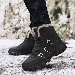 Cross-border Amazon Men's fleece-lined Thickened Non-slip plus size Waterproof Winter Warm Northeast High-top Boots Cotton-padded Shoes Snow Boots