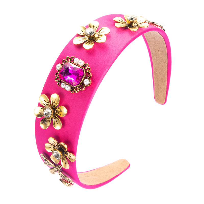 Diadema De Tela De Perlas De Abeja Con Flores Barrocas display picture 9