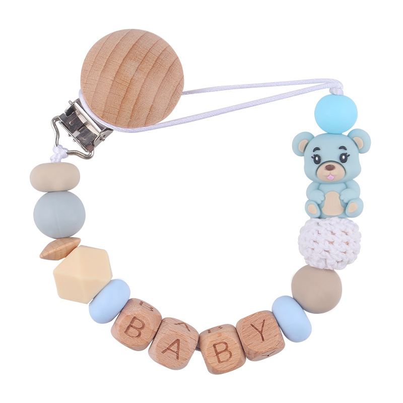 Productos para niños pequeños clip de tetina de beech creativo caricatura bebé 3D oso de silicona mordida de dientes molares tetina cadena anti-caída cadena
