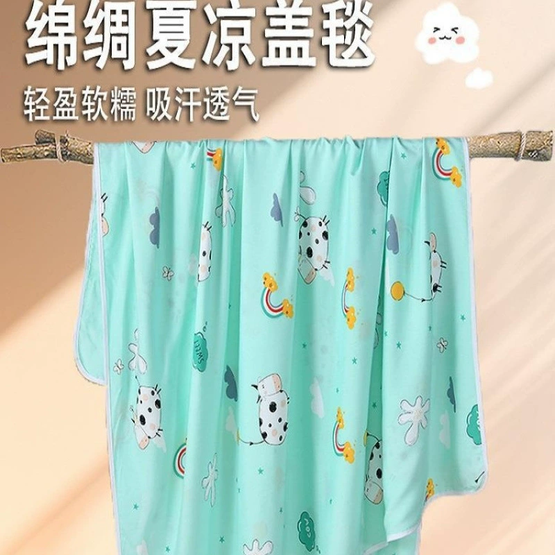 Летнее хлопковое шелковое двухслойное одеяло, тонкое одеяло, хлопковое шелковое детское одеяло, детское летнее одеяло, детское искусственное хлопковое летнее прохладное одеяло