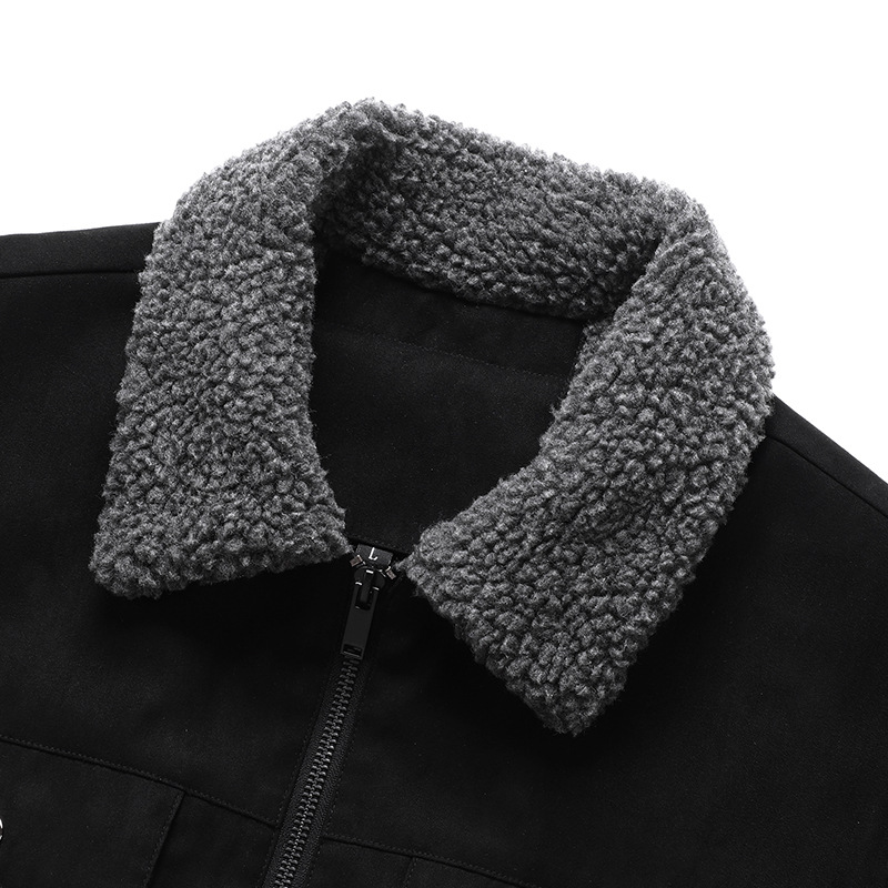 Men’s Suede Jacket With Lamb Wool Lining For Winter And Autumn_voghion.com