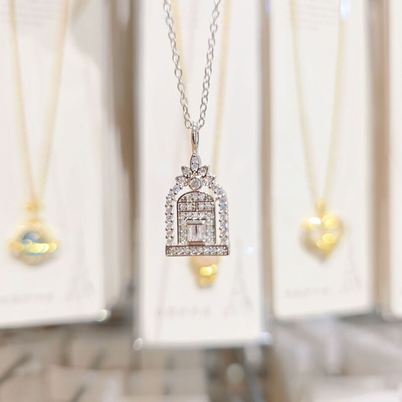 Wei Xue's Same Style Happy Door Necklace Women's High-End Full Diamond Castle Necklace Clavicle Chain 2025 New Hot Style Necklace