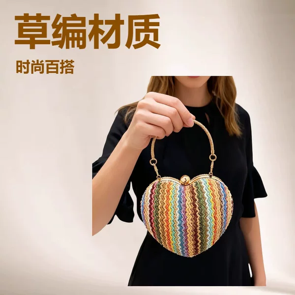 Cross-Border Luxury Hot-Selling Heart-Shaped Evening Bag, Makeup Bag, Women's Bag, Dress Clutch Bag
