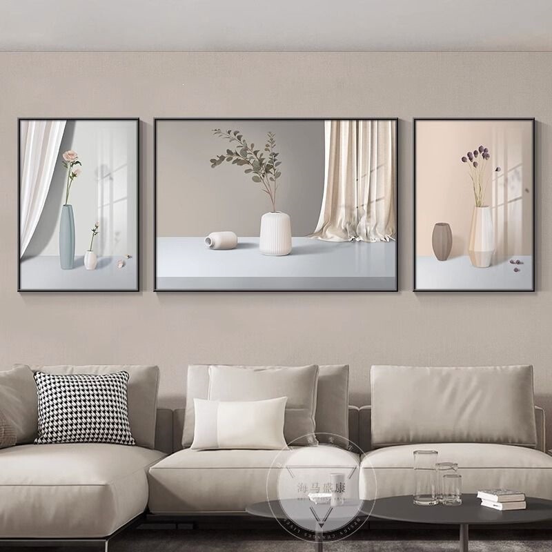 Wabi-sabi living room decorative painting, high-end sofa background wall hanging painting, modern minimalist atmospheric triptych wall art Wabi-sabi living room decorative painting, high-end sofa background wall hanging painting, modern minimalist atmospheric triptych wall art
