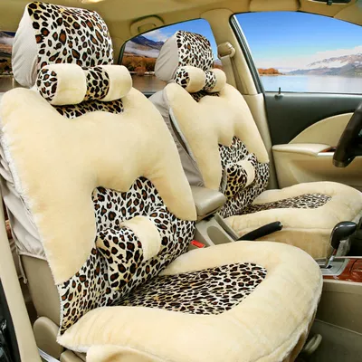Cushion Car Cushion Seat Cover – Seat cushion, seat cover - leopard-print-beige-five-seater-full-car-complete-setcomes-with-steering-wheel-cover