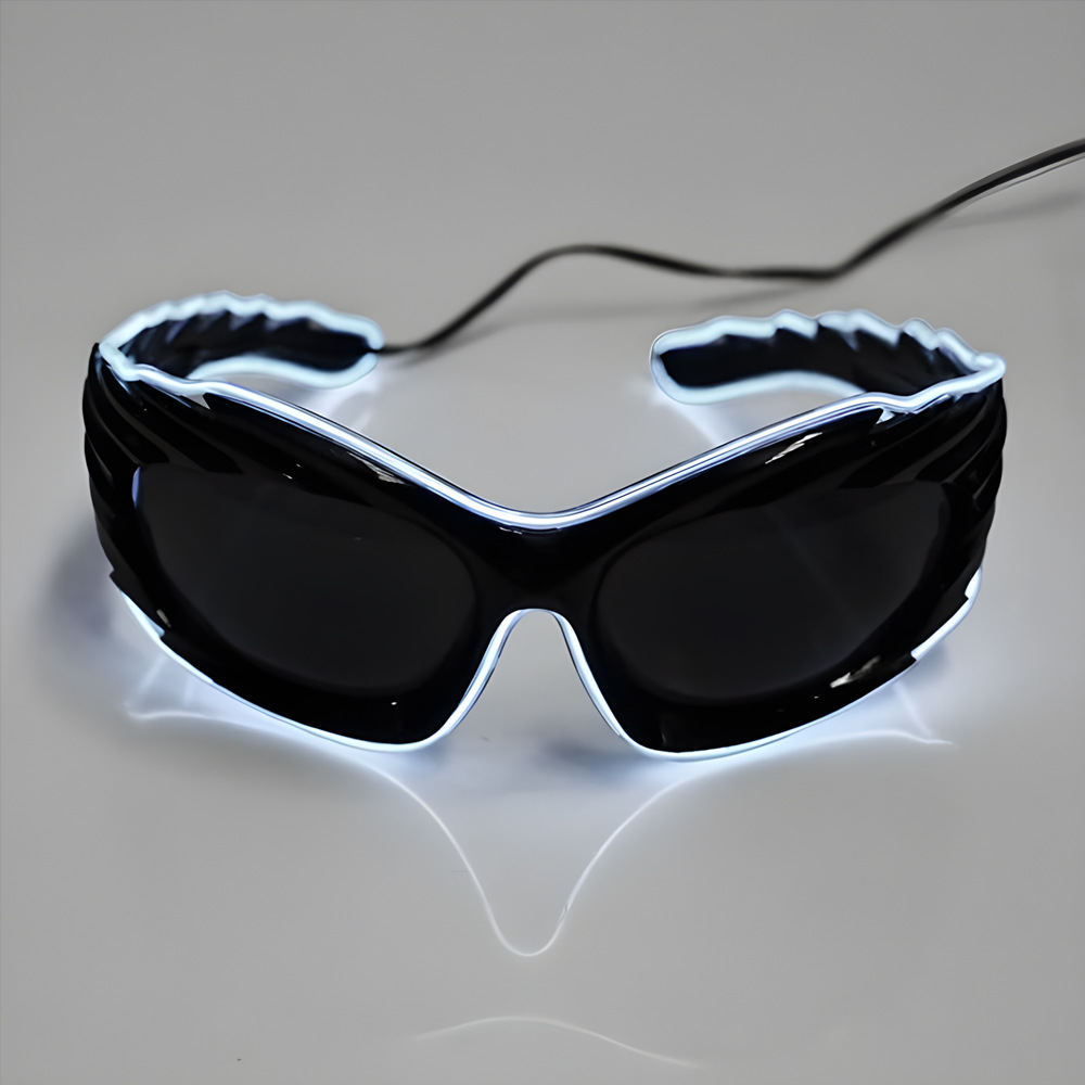 Europa y Estados Unidos transfronterizos fiesta LED gafas de luz de moda cyberpunk bungee línea de luz de sol gafas de sol de tecnología