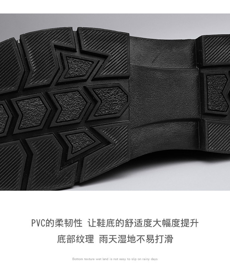 Giày bốt Martin nam cổ thấp da PU chống nước, đế cao su, phong cách retro — Kaki, màu đen chi tiết 10