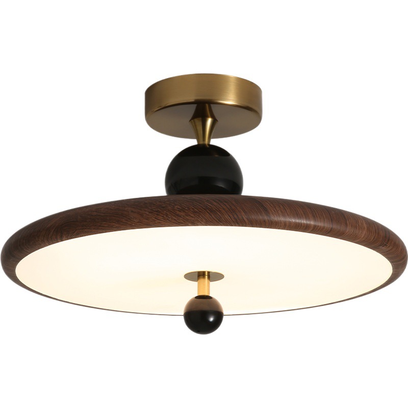 Lámpara de techo del dormitorio principal Lámpara de estudio de grano de madera de nogal ovni retro nuevo estilo chino antiguo