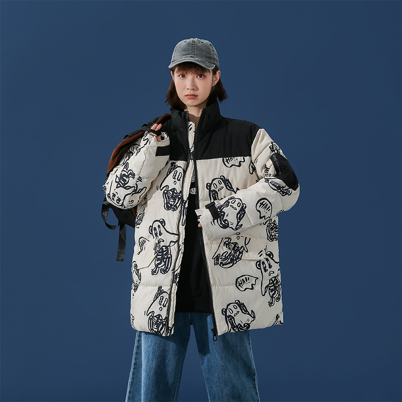 2021 abrigo de algodón acolchado pareja estilo coreano abrigo de pan grueso abrigo casual de moda fantasma abrigo grueso de algodón acolchado