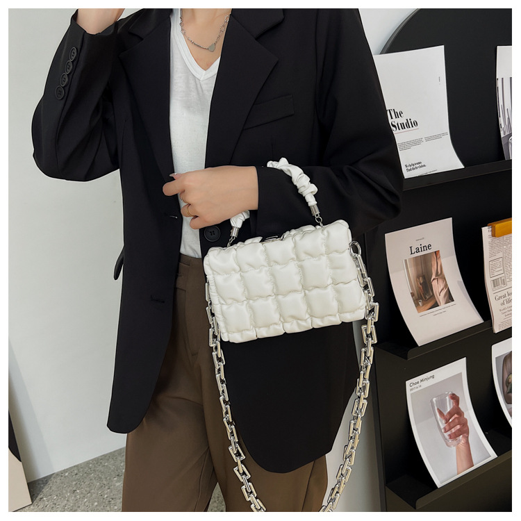 2021 New Fashion Chain Portable Small Square Bag Western Style One-shoulder Diagonal Diamond Small Square Bag display picture 22