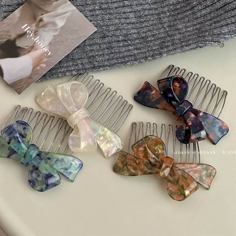 Korean style plug-in hair comb acetic acid hair accessories bangs versatile simple non-slip hair bow top clip side clip hair clip