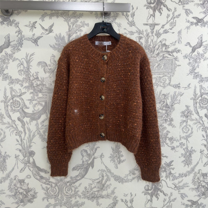 26 Early Spring New Style Nanyou High-End Dio Simple Casual Versatile Chanel-Style Caramel Color Woolen Cardigan