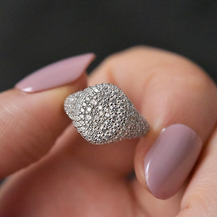 10g Weight Zircon Inlay Material Rings Classification 1 Piece Quantity Holiday, Tea Party Occasion 925 Sterling Silver Material Solid Color Pattern Women'S Gender Plating, Inlay Design Glam Style 925 Sterling Silver Zircon Solid Color Rings 4