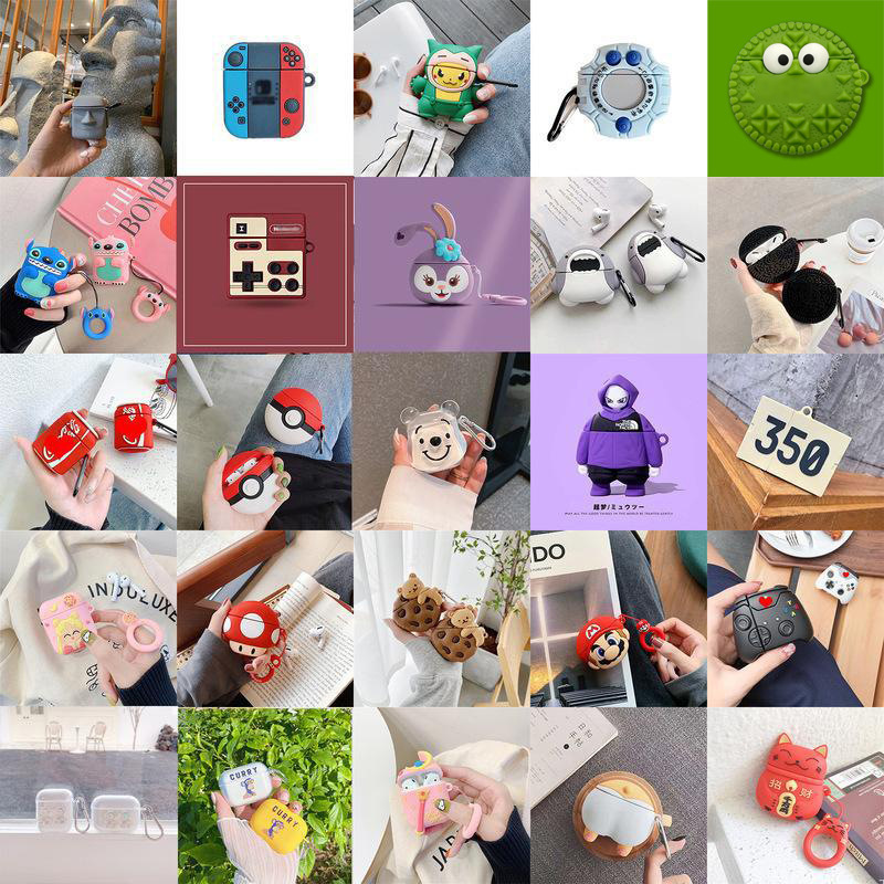 AirPods protective case, cute cartoon bear design, suitable for Apple Bluetooth wireless earphones, silicone case