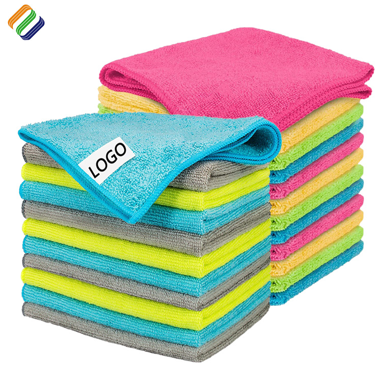 Mayorista tela de limpieza de urdimbre absorción de agua pulido tela de lavado de automóviles microfibra limpia toallas de cocina tamaño fijo color