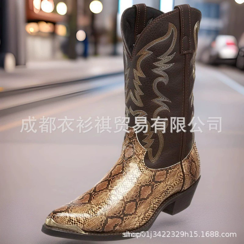 Мужские кожаные сапоги трансграничные большие размеры осень-зима новые мужские кожаные туфли модные ножки