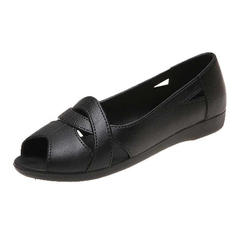 Fish mouth women's sandals-black