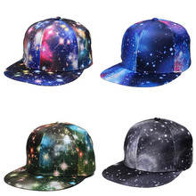 新款星空印花图案棒球帽男女士跨境平沿遮阳帽欧美嘻哈街舞棒球帽
