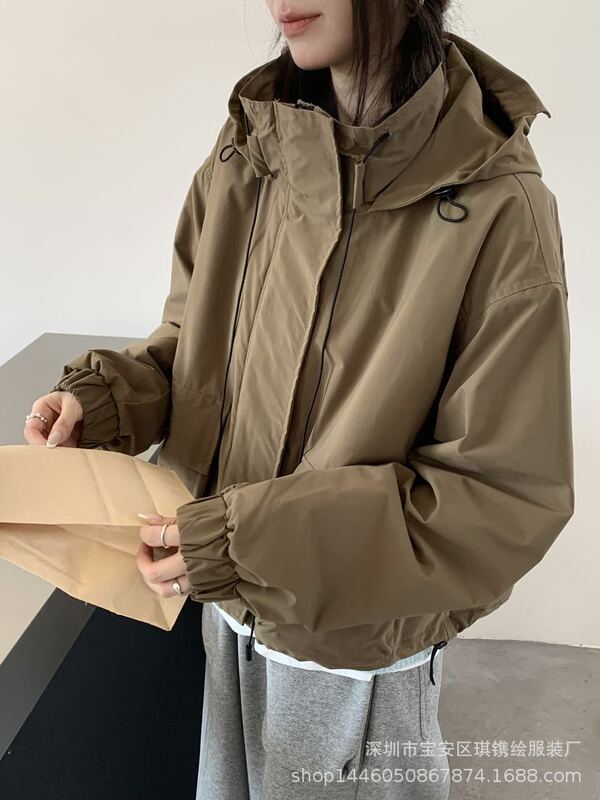 琪镌绘制连帽冲锋衣外套女冬季款韩版时尚宽松显瘦风衣棉衣21609|undefined