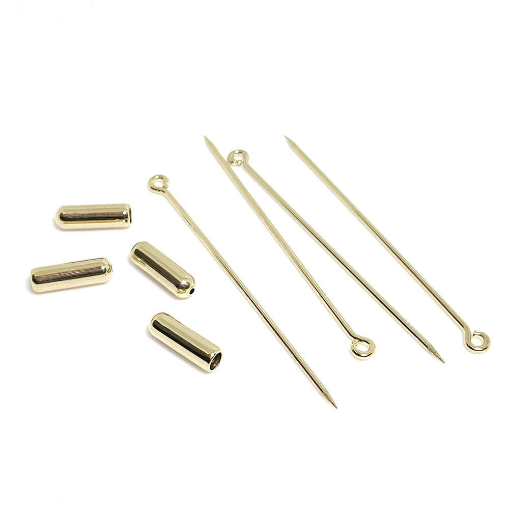 14k gold-plated color-preserving nine-character brooch fashion accessory, handmade DIY brooch bracelet material single pin
