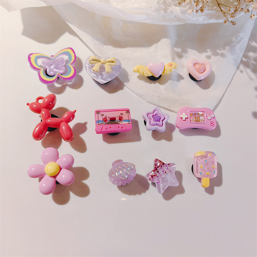 Little Red Book same style 3D Barbie Hot Girl Croc Shoe Flower Removable Balloon Dog Candy Butterfly DIY Decorative Buckle