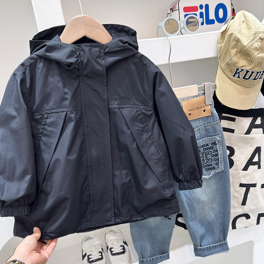 Children's autumn soft travel jacket for boys with hood
