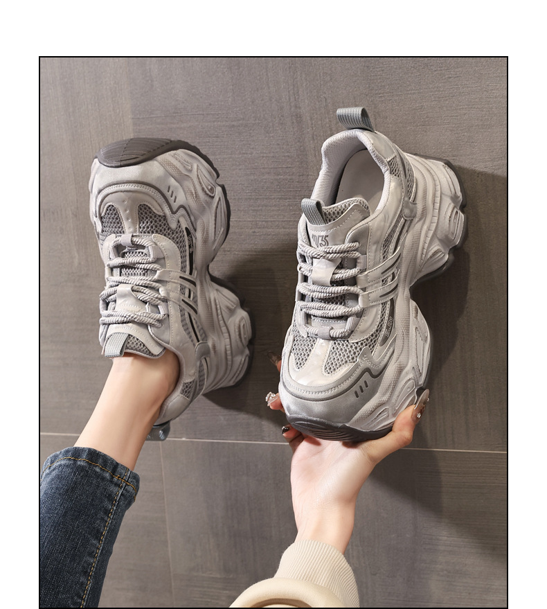 Giày sneaker nữ chunky đế dày tăng chiều cao phong cách thể thao — màu trắng chi tiết 14