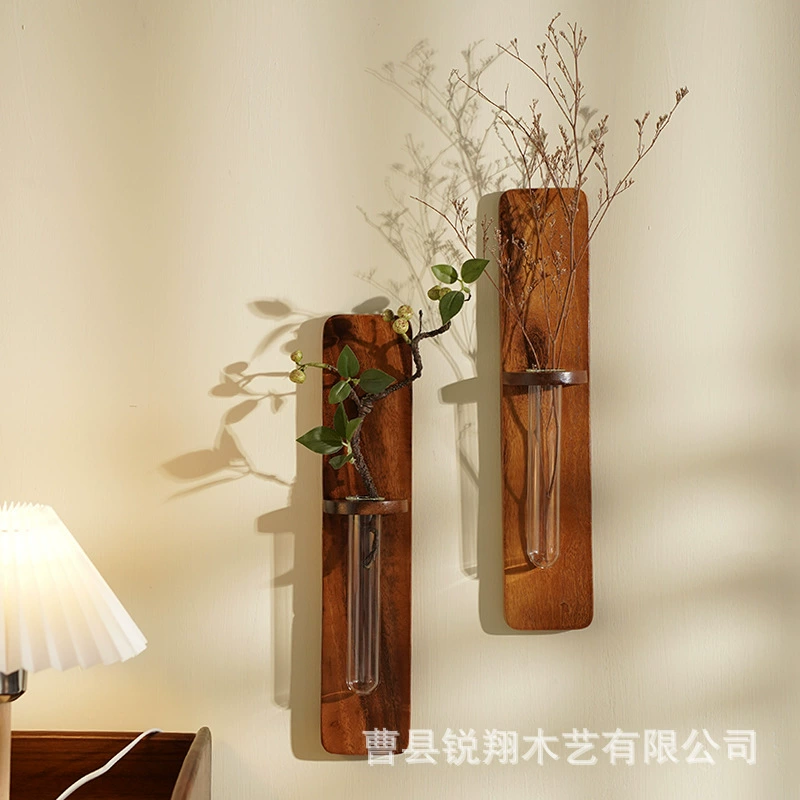 Деревянная настенная стойка для хранения дома, гостиной, настенная стойка для сухих цветов и зеленых растений, декоративная стойка для хранения, стеллаж для хранения из цельного дерева