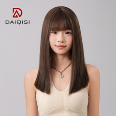 假髮女中長發空氣劉海黑長直隱形仿真假髮套自然長直發全頭套批發