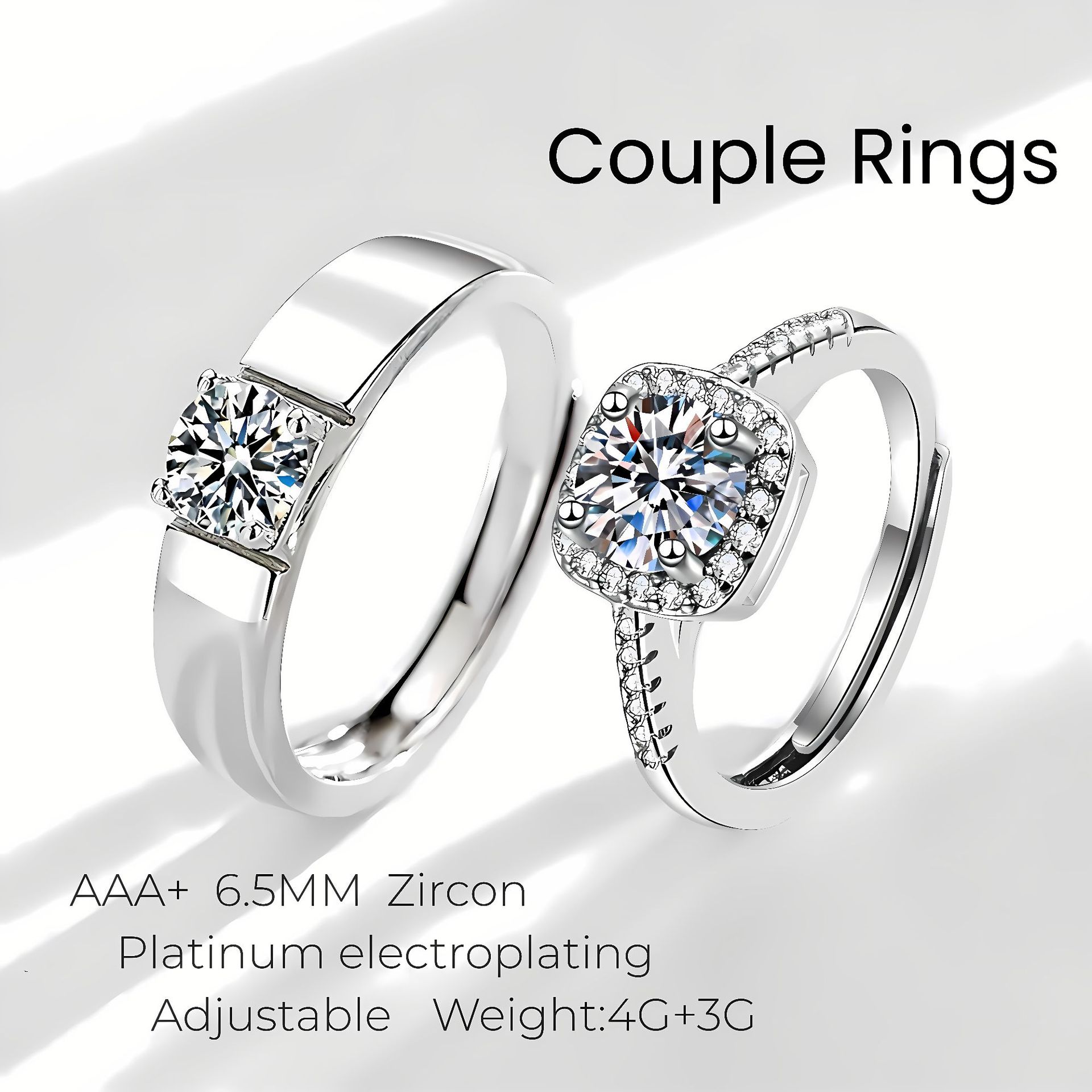 hot sale opening adjustable simple couple ring wedding diamond ring wedding ring carat lover ring_voghion.com
