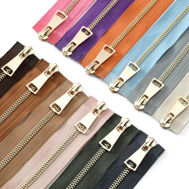 厂家批发5号浅金Y牙双拉头拉链金属铜上下拉双开尾长款羽绒服装外