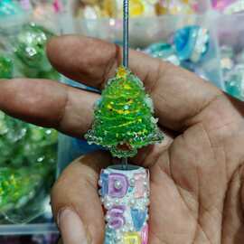 个性重工双面夜光圣诞树 DIY手工串珠散珠串笔挂件吊坠饰品配件