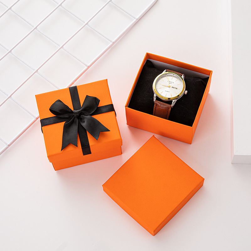 ins solid color bow watch box high-grade sense cover jewelry box business gift jewelry box empty box