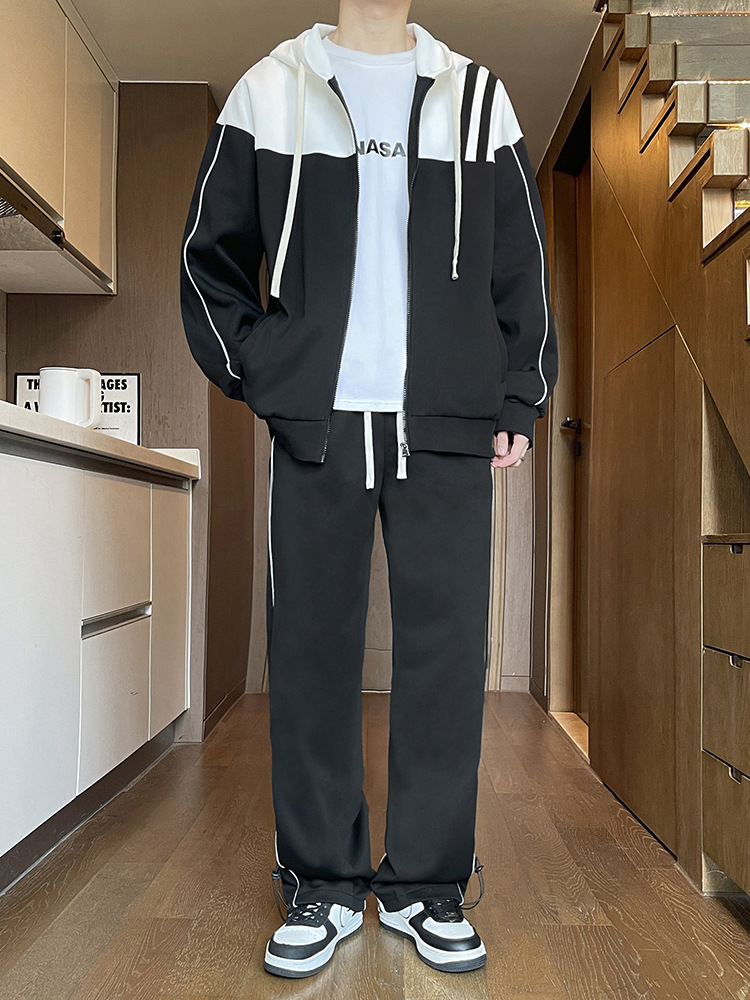 Cardigan encapuchado chaqueta primavera y otoño estilo americano suelto chaqueta casual de moda para hombres