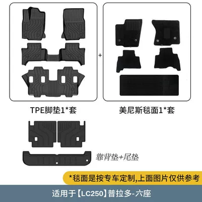 Universal Foot Pad | Accessories, Rear Trunk Mat - lc250-pradooverbearing-6-seats-tpe-floor-mats-carpet-tail-mat