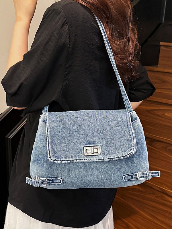 Bolso Tote de mezclilla de gran capacidad literaria y artística para estudiantes de secundaria retro de la universidad y la escuela secundaria