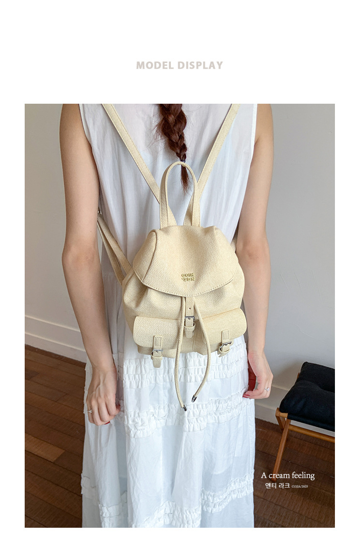 "College Style 2025 New Korean-style stylish mini Backpack, double pockets, lid style backpack, casual travel bag. full figure