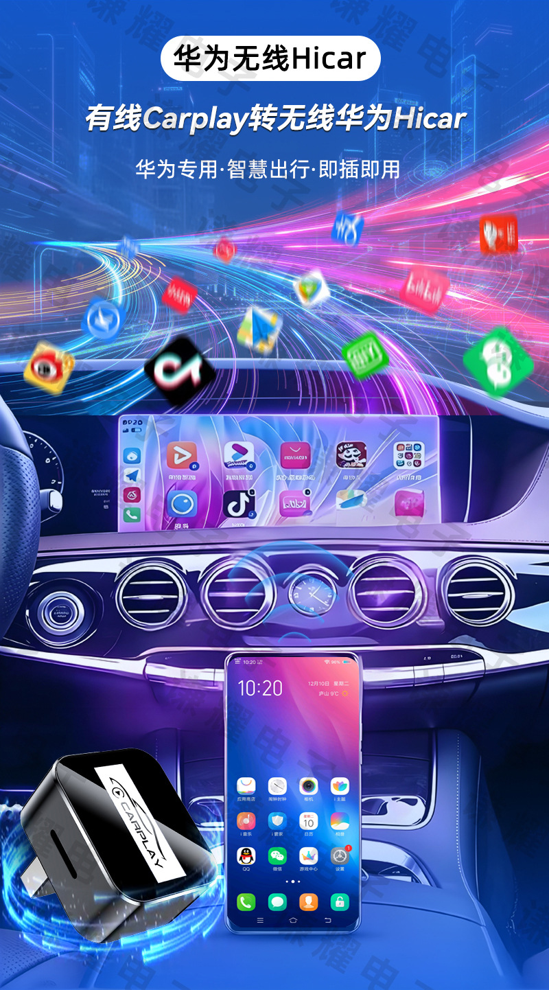 Best-selling wired CarPlay to HiCar module, smart car connectivity box, wireless Huawei HiCar box