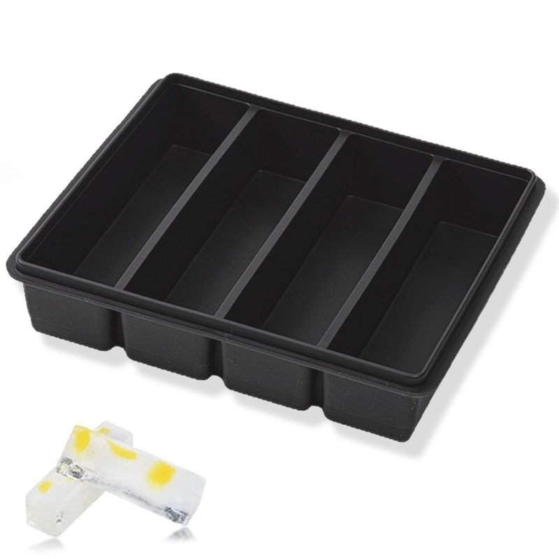 German Rectangular Large Ice Cube Mold Food-Grade Silicone Ice Tray Bar Ice Box Whiskey Cocktail Ice Box