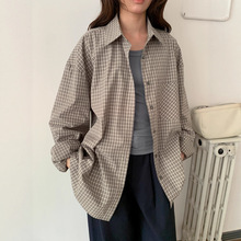 广州十三行2025秋韩系纯棉宽松前短后长设计休闲长袖衬衫女02707
