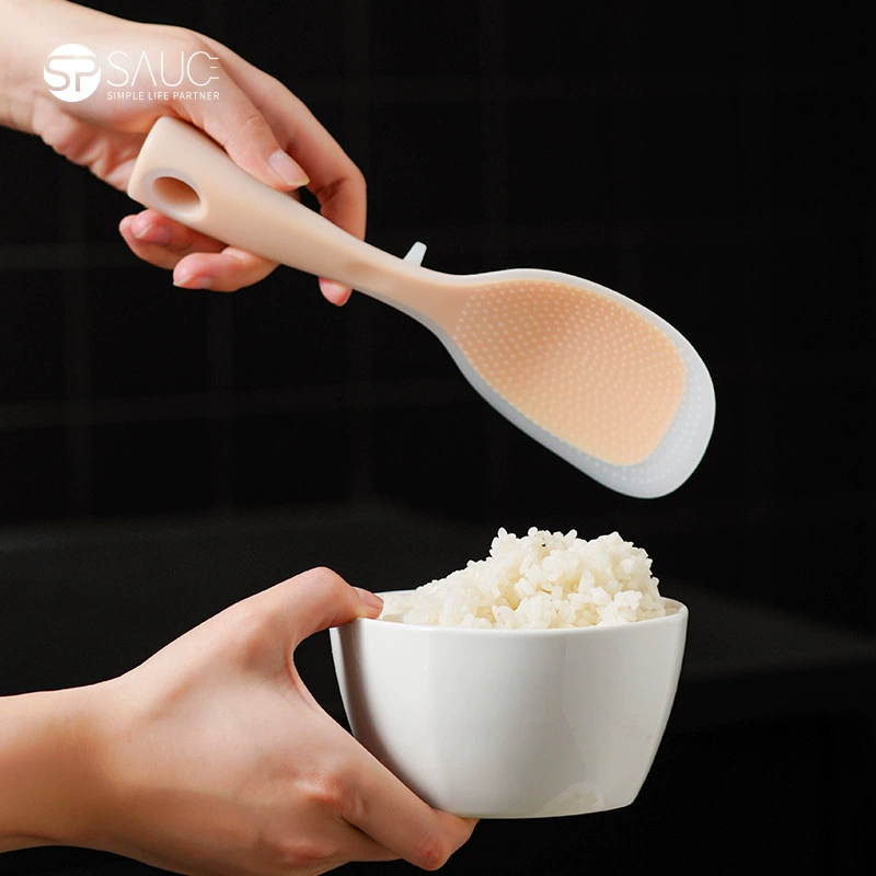 Силиконовая ложка для риса с устойчивым дизайном, лопатка для риса, ложка для риса, рисоварка, пищевая, стоячая, не легко прилипает, бытовая