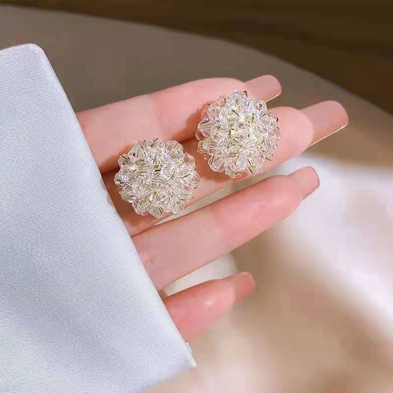 Flower Pattern 1 Pair Sweet Flower Artificial Crystal Alloy Women's Ear Studs