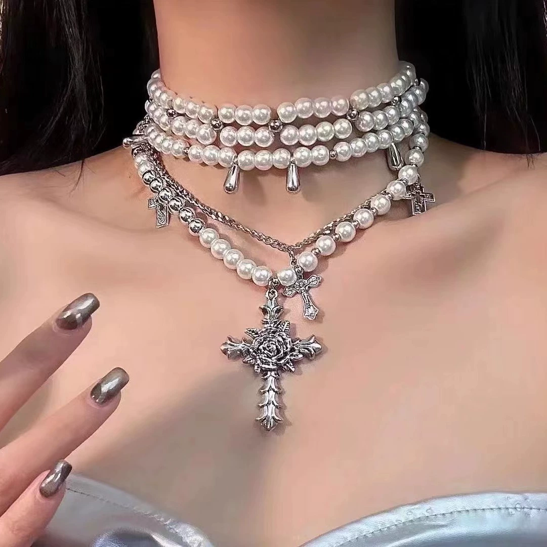 Ретро ожерелье из жемчуга, цепочка для ключей/сумки, свитер