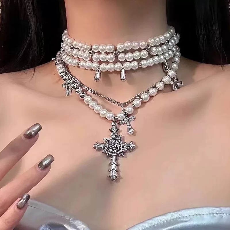 Ретро ожерелье из жемчуга, цепочка для ключей/сумки, свитер