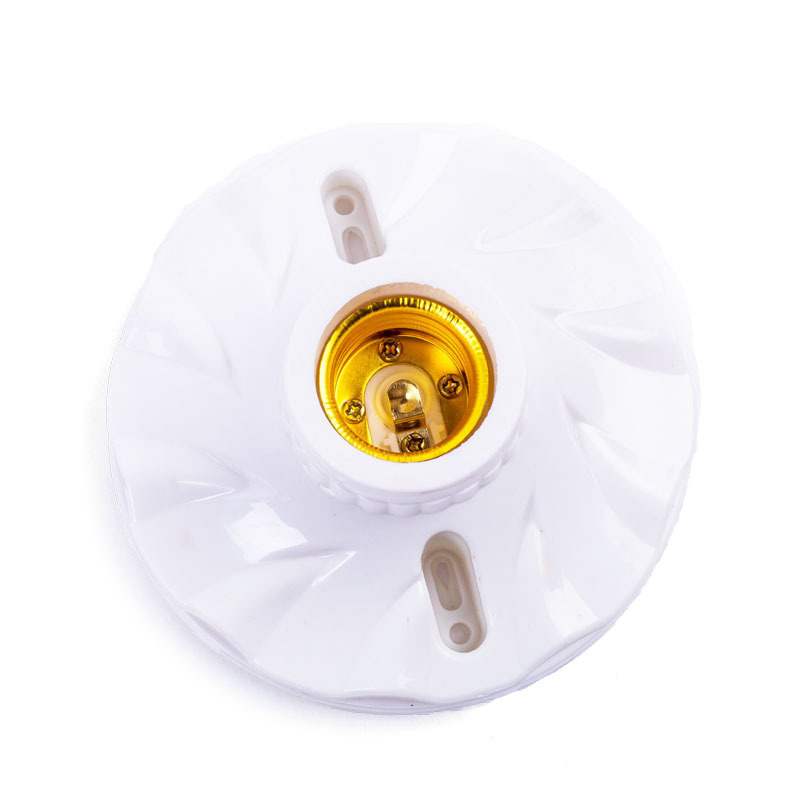 120 wide E27 plastic flat lamp holder e27 screw lamp holder home decoration large flat lamp socket Luo Kou large round flat lamp holder