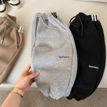 儿童长裤2025眯眯眼冬季新品男女童运动字母卫裤宝宝加厚束脚裤潮