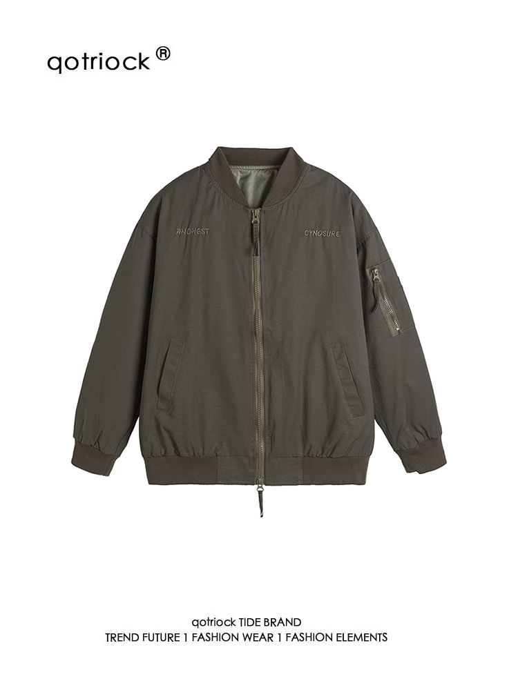 Wukong suelto en stock Chaqueta de piloto de letras bordadas estadounidenses Chaqueta de béisbol bf de moda retro para hombres