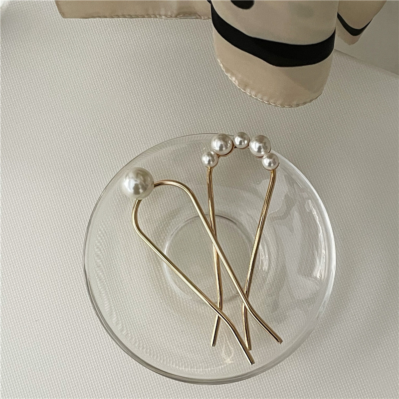 Simple Style Geometric Alloy Artificial Pearls Hairpin display picture 1