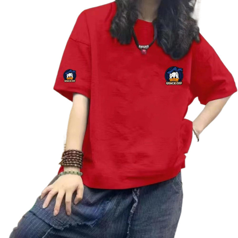 棉短袖T恤女2025夏季新款卡通宽松百搭韩版圆领上衣女ins风|undefined