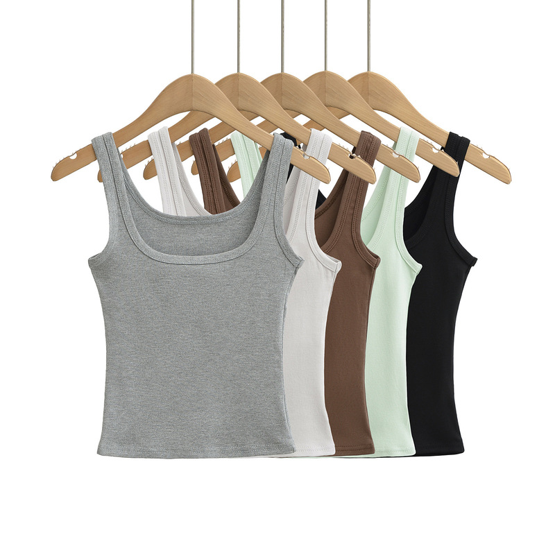 Women's Base Layer Vest 2025 New Square Neck Wide Shoulder Cover Breast Black Suspender Spring and Summer Outer Wear Elastic Top Women's Base Layer Vest 2025 New Square Neck Wide Shoulder Cover Breast Black Suspender Spring and Summer Outer Wear Elastic Top
